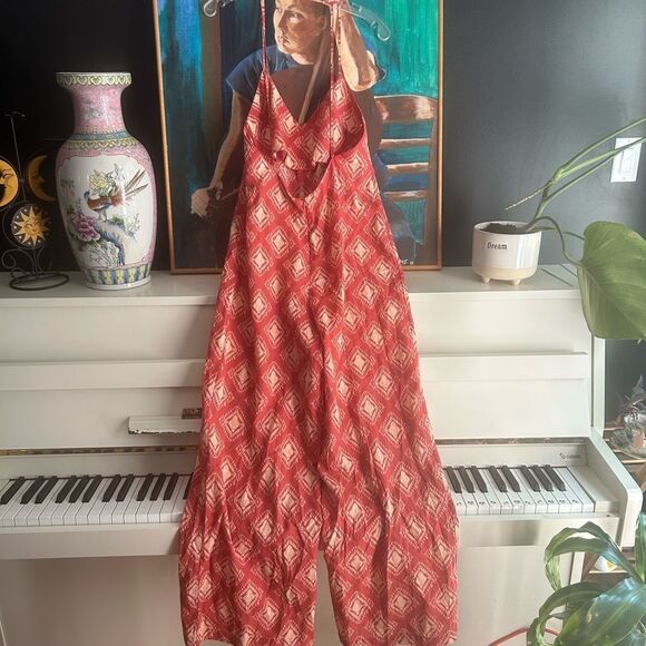 Zara Red Diamond Pattern Jumpsuit M - Picture 13 of 15